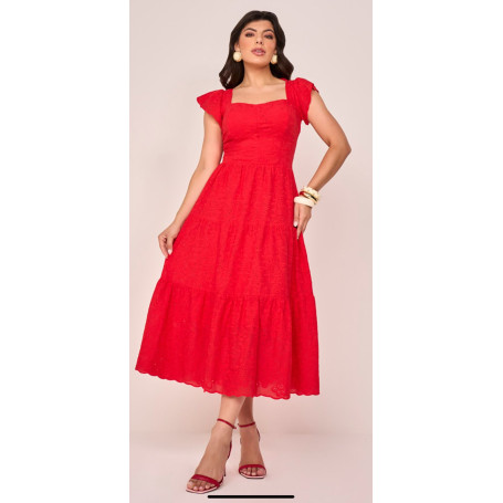 VESTIDO DE ALGODAO COM BARRADO