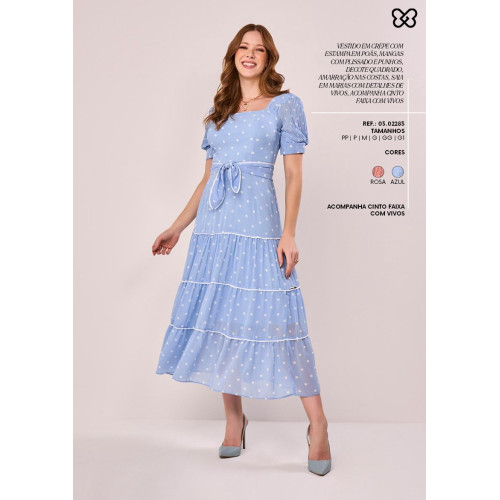 VESTIDO DE POLIESTER COM MANGA 