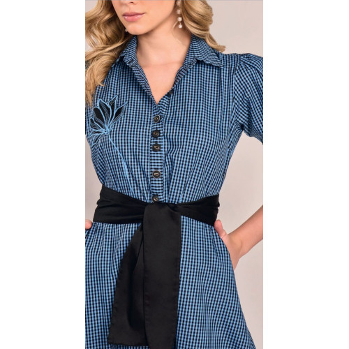 VESTIDO CHEMISE TRICOLINE XADREZ VESTIDO CHEMISE TRICOLINE XADREZ