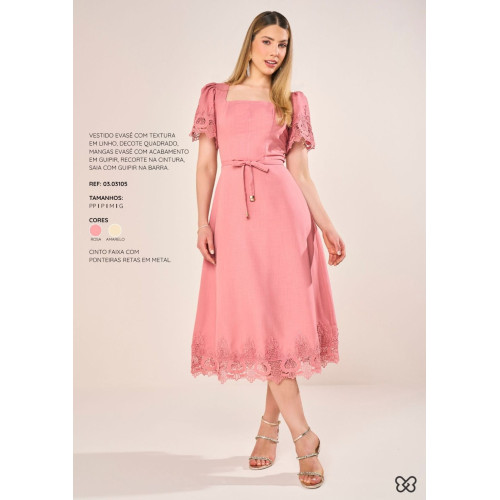 VESTIDO MIDI COM DECOTE QUADRADO VESTIDO MIDI COM DECOTE QUADRADO