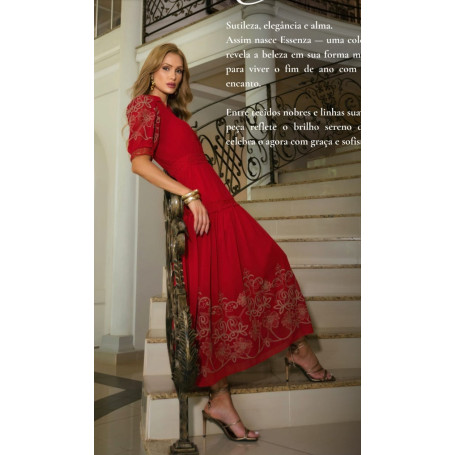 VESTIDO EM LAISE COM MANGA CURTA