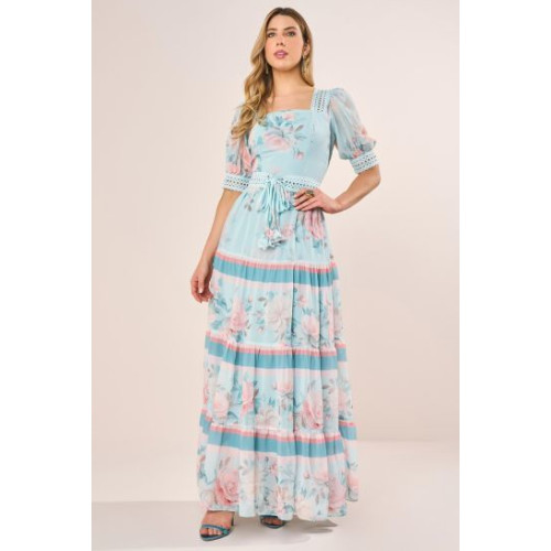 VESTIDO LONGO COM MANGA FRANZIDA