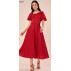 VESTIDO MIDI EVASE COM GOLA